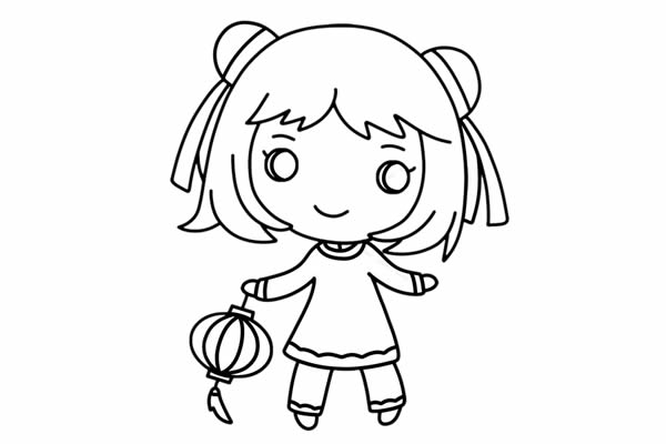 小女孩喜迎元旦簡筆畫步驟