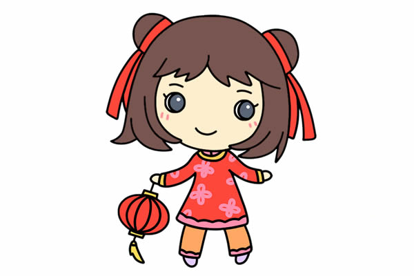 小女孩喜迎元旦簡筆畫步驟