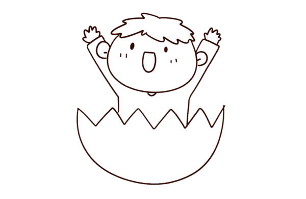 小男孩元旦快樂簡筆畫