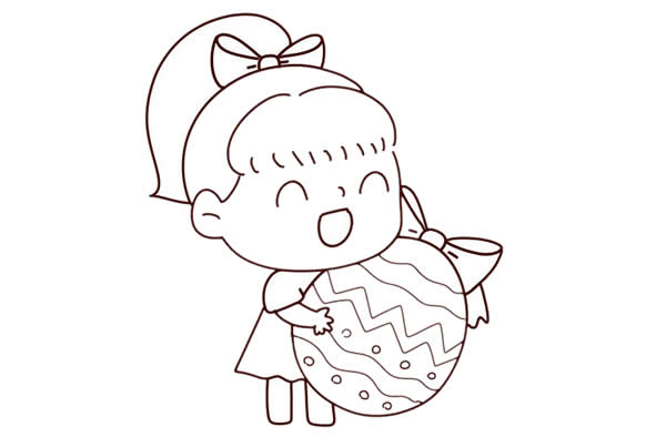 送禮物的小女孩元旦簡筆畫