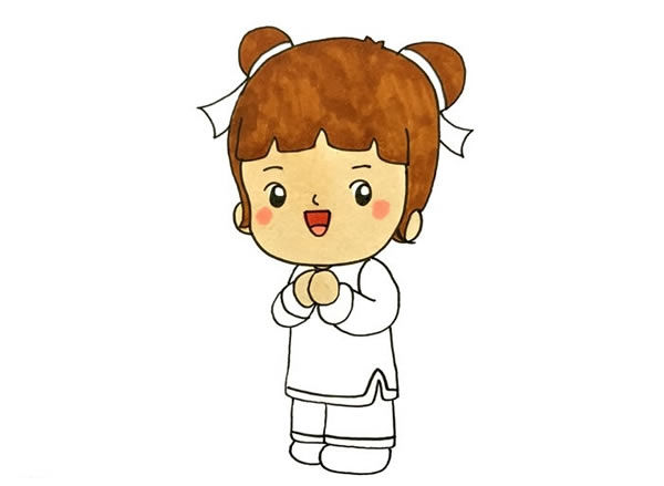 春節小孩拜年簡筆畫