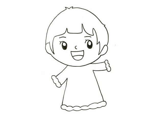 春節小朋友放鞭炮簡筆畫