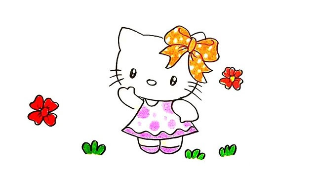 hello kitty簡筆畫步驟教程