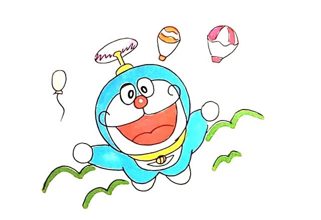開心的哆啦A夢簡筆畫