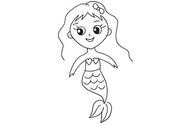 海底世界美人魚簡筆畫教程