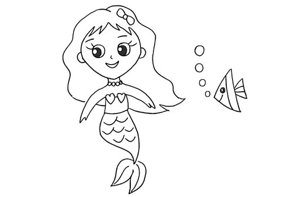 海底世界美人魚簡筆畫教程
