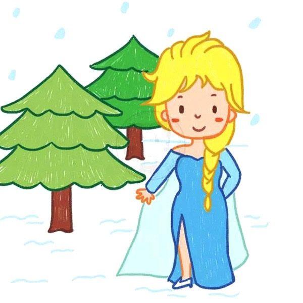 冰雪奇緣艾莎公主簡筆畫教程