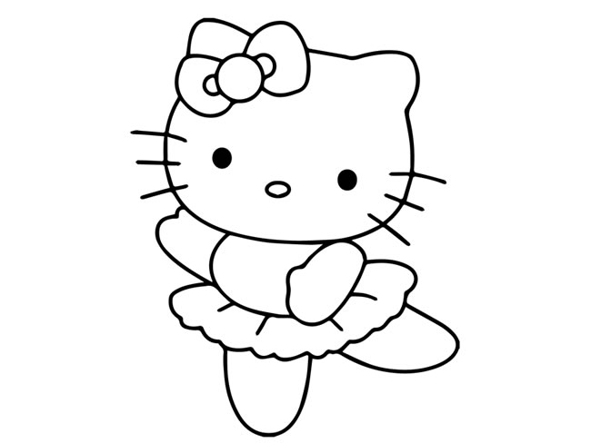 跳舞的kitty貓簡筆畫