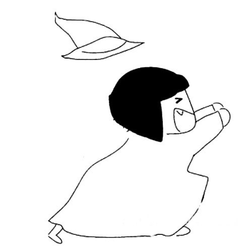 帽子飛起來了的女巫簡筆畫