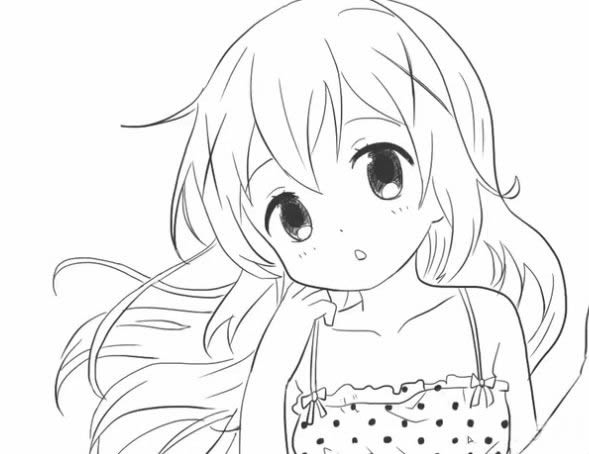 天真的動漫小女孩簡筆畫