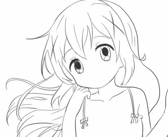 天真的動漫小女孩簡筆畫