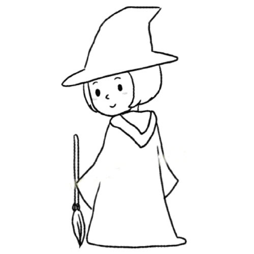 拿著筆的小魔女簡筆畫教程 拿著筆的小魔女簡筆畫教程