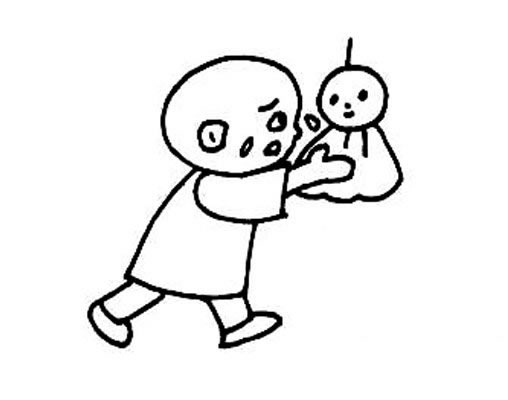著急冒汗的一休簡筆畫