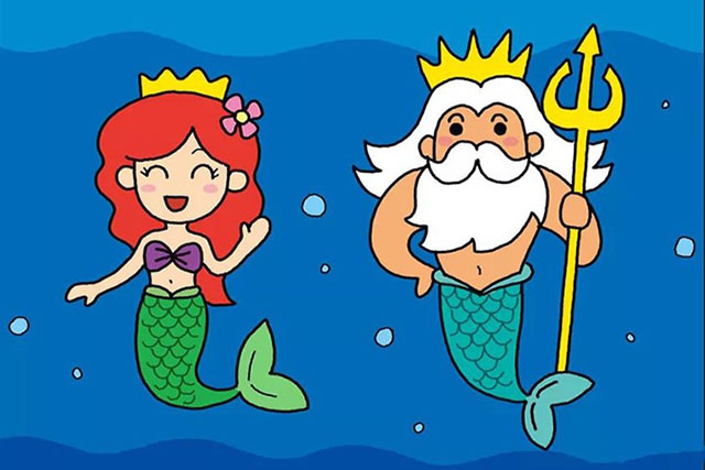 美人魚公主和國(guó)王簡(jiǎn)筆畫教程