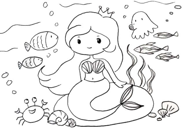 美人魚海底世界簡(jiǎn)筆畫步驟