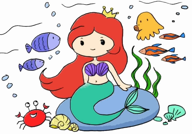 美人魚海底世界簡(jiǎn)筆畫步驟