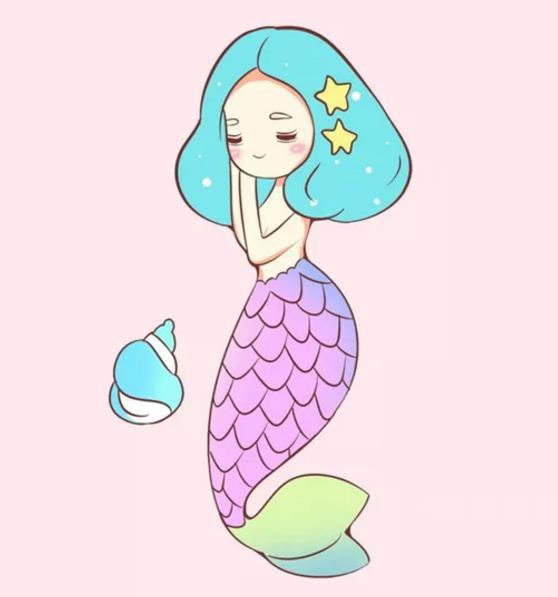 漂亮的美人魚簡筆畫步驟