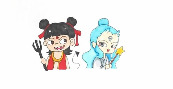 哪吒和敖丙簡筆畫