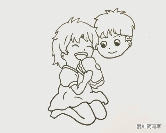宗介和波妞簡筆畫步驟