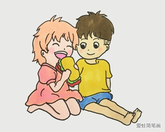 宗介和波妞簡筆畫步驟