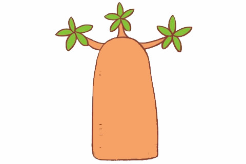 帶顏色的面包樹簡筆畫教程