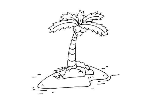 海島上的椰樹簡筆畫教程