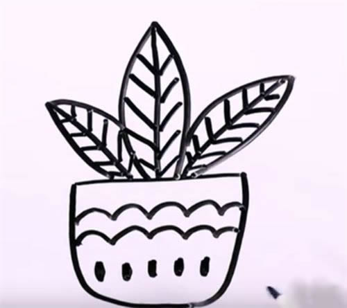 萬年青盆栽簡筆畫步驟教程