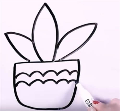萬年青盆栽簡筆畫步驟教程