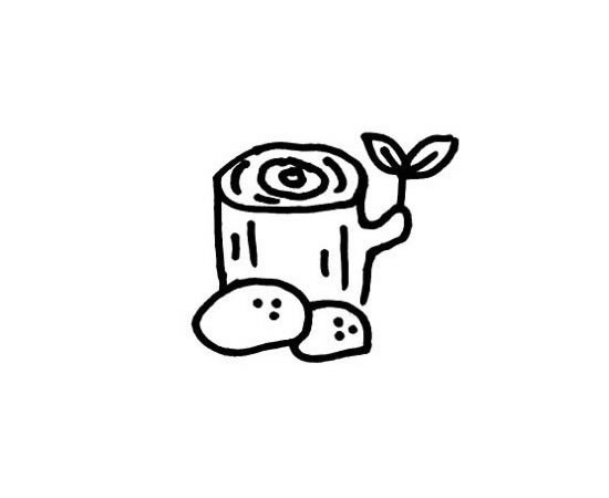 長新芽的樹樁簡筆畫