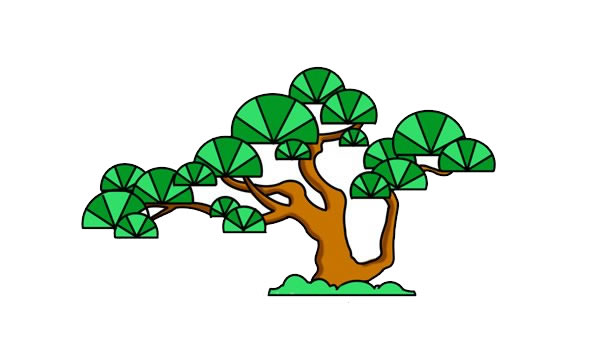 漂亮的彩色云南松簡(jiǎn)筆畫