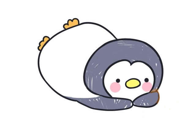 趴在地上的企鵝簡筆畫