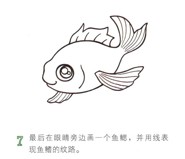 吐泡泡的金魚簡筆畫