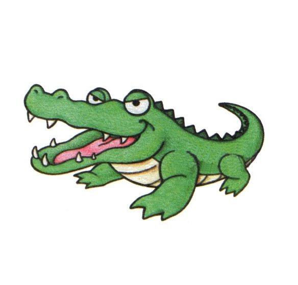 帶顏色的卡通鱷魚簡筆畫