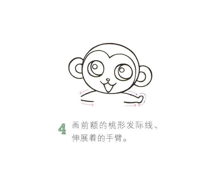 開心吃香蕉的猴子簡筆畫