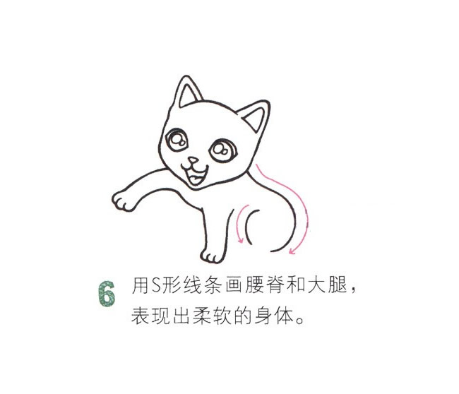 玩毛線的小貓簡筆畫