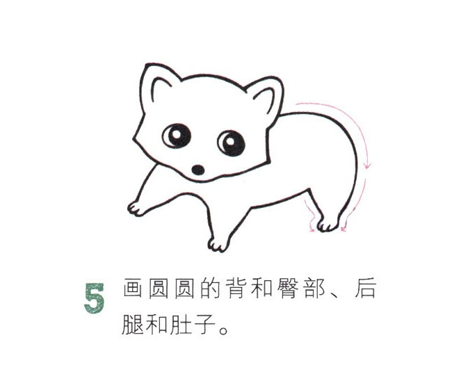 可愛的彩色小浣熊簡筆畫