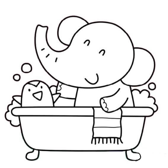 泡澡的大象簡(jiǎn)筆畫(huà) 泡澡的大象簡(jiǎn)筆畫(huà)