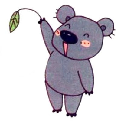 拿著一片樹葉的考拉簡筆畫