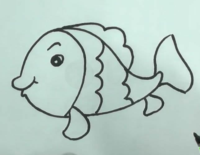 帶顏色的可愛金魚簡筆畫教程