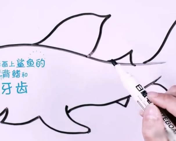 兇狠的鯊魚簡筆畫教程