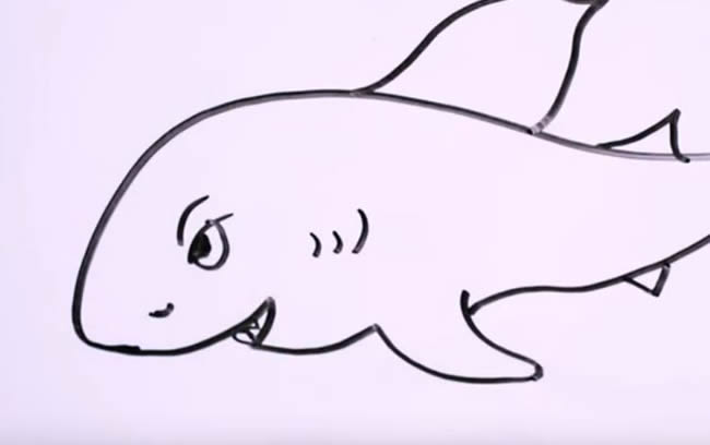 兇狠的鯊魚簡筆畫教程