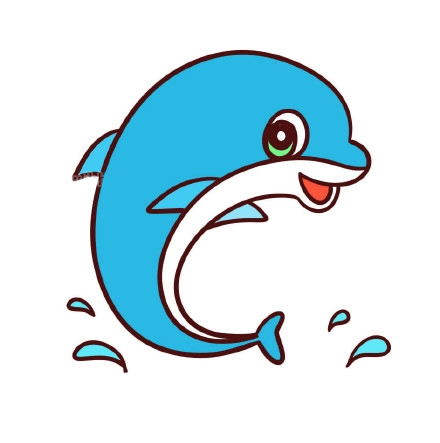 可愛的海豚簡筆畫帶涂色
