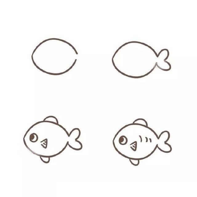 分享八種小魚簡筆畫畫法步驟