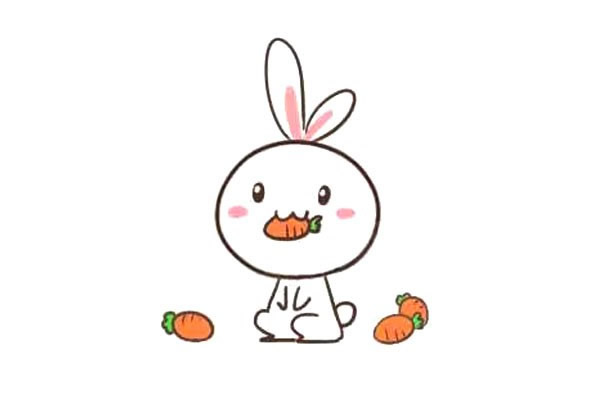 嘴里含著胡蘿卜的小兔子簡筆畫