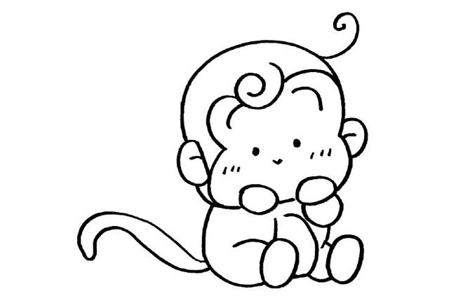 ???????可愛(ài)的小猴子簡(jiǎn)筆畫(huà)步驟教程
