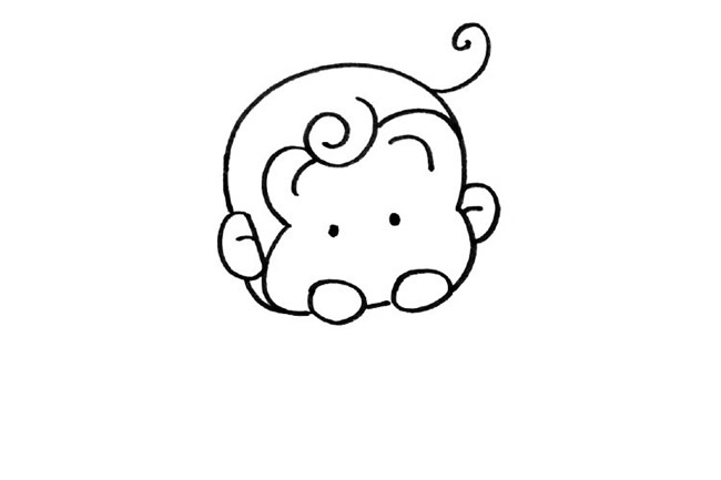 ???????可愛(ài)的小猴子簡(jiǎn)筆畫(huà)步驟教程