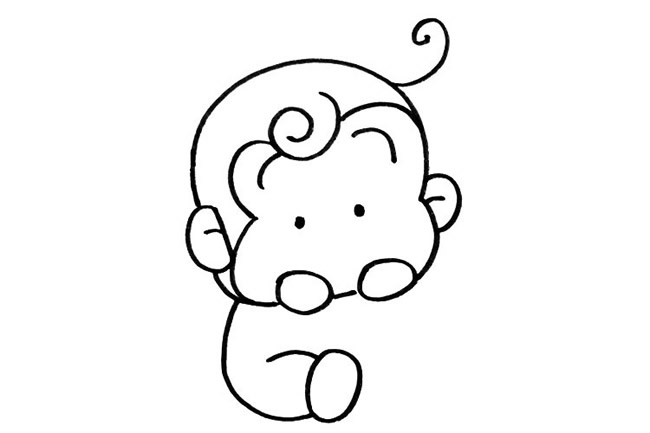 ???????可愛(ài)的小猴子簡(jiǎn)筆畫(huà)步驟教程
