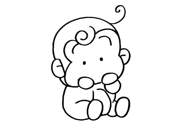 ???????可愛(ài)的小猴子簡(jiǎn)筆畫(huà)步驟教程