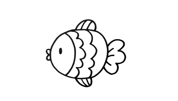 兩條快樂的小魚簡筆畫步驟