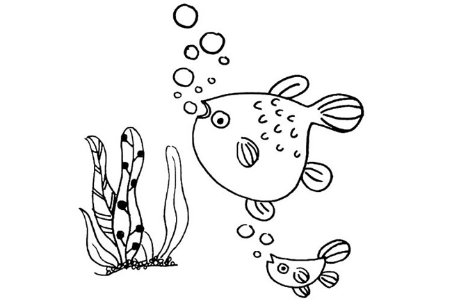 海底漂亮的金魚(yú)簡(jiǎn)筆畫(huà)